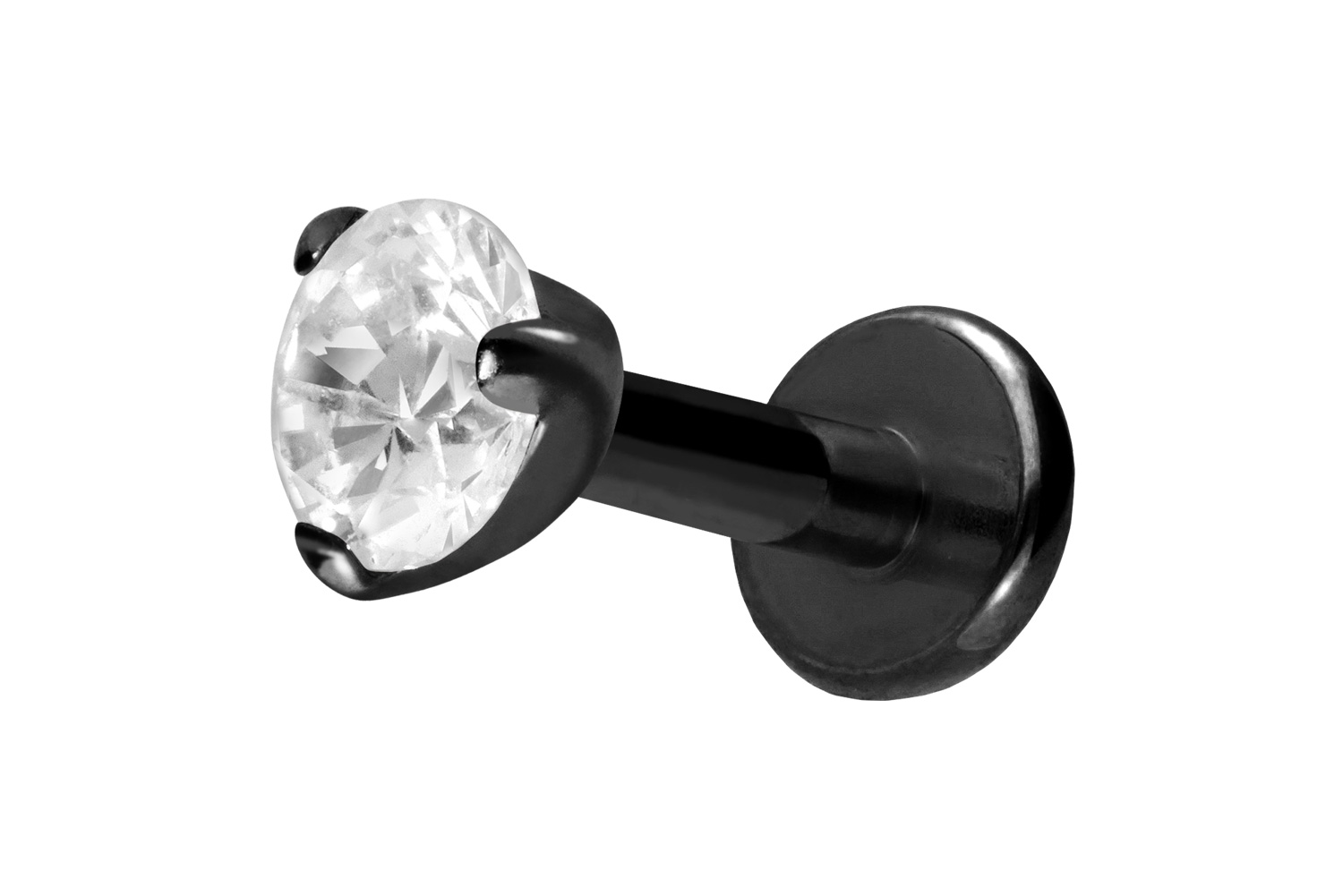 Titan Labret Piercing mit Innengewinde EINGEFASSTER KRISTALL